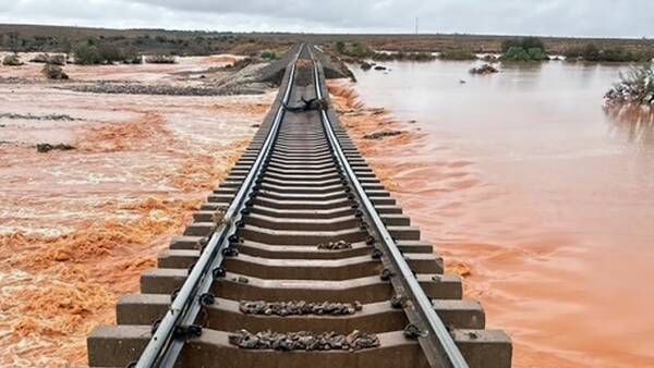 Crucial east-west rail link cut by outback flooding yet again